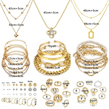 IFKM Gold Plated Jewelry Set for Women - 5 PCS Set