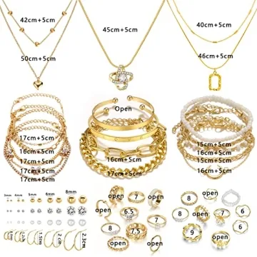IFKM Gold Plated Jewelry Set for Women - 5 PCS Set