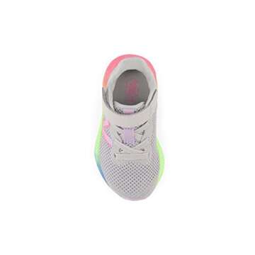 New Balance Girls Fresh Foam Arishi V4 Hook and Loop Running Shoe, Light Aluminum/Cyber Lilac/Neon Pink, 5 Toddler