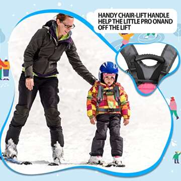 Elefama Ski and Snowboard Harness Trainer for Kids Ski Vest with Handle Leash &Kids Ski Goggles & Ski Tip Connector &Mini Backpack ,Ski Harness for Kids Toddlers Beginners Learn to Ski Speed Control