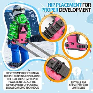 Elefama Ski and Snowboard Harness Trainer for Kids Ski Vest with Handle Leash &Kids Ski Goggles & Ski Tip Connector &Mini Backpack ,Ski Harness for Kids Toddlers Beginners Learn to Ski Speed Control