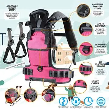 Elefama Ski and Snowboard Harness Trainer for Kids Ski Vest with Handle Leash &Kids Ski Goggles & Ski Tip Connector &Mini Backpack ,Ski Harness for Kids Toddlers Beginners Learn to Ski Speed Control