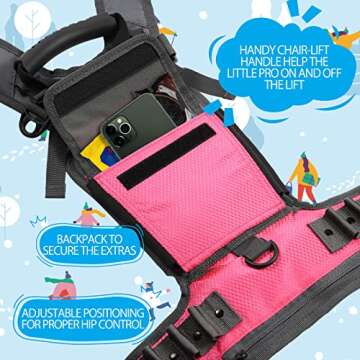 Elefama Ski and Snowboard Harness Trainer for Kids Ski Vest with Handle Leash &Kids Ski Goggles & Ski Tip Connector &Mini Backpack ,Ski Harness for Kids Toddlers Beginners Learn to Ski Speed Control