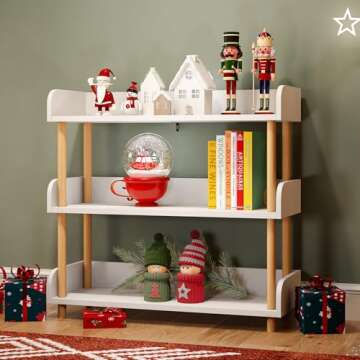 oneinmil 3-Tier Wooden Open Bookshelf, Modern Display Shelf with Standing Storage Rack, Multifunctional Bookcase for Home and Office, Living Room, Bedroom, Library (White, 3-Tier)