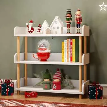 oneinmil 3-Tier Wooden Open Bookshelf, Modern Display Shelf with Standing Storage Rack, Multifunctional Bookcase for Home and Office, Living Room, Bedroom, Library (White, 3-Tier)