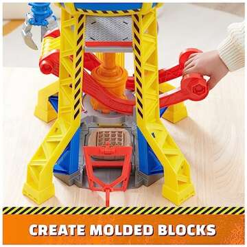 Rubble & Crew, Bark Yard Crane Tower Playset with Action Figure, Toy Bulldozer & Kinetic Build-It Play Sand, PAW Patrol Kids Toys for Boys & Girls 3+