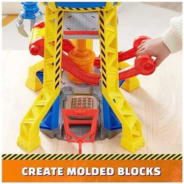 Rubble & Crew, Bark Yard Crane Tower Playset with Action Figure, Toy Bulldozer & Kinetic Build-It Play Sand, PAW Patrol Kids Toys for Boys & Girls 3+