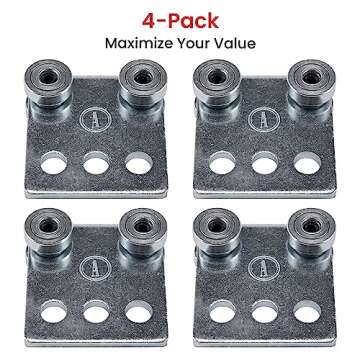 ANDUSTRIAL - 4 Bearing Trolley Assembly Rollers - Silver Finish: Electro-Galvanized Zinc - Fits 1-5/...