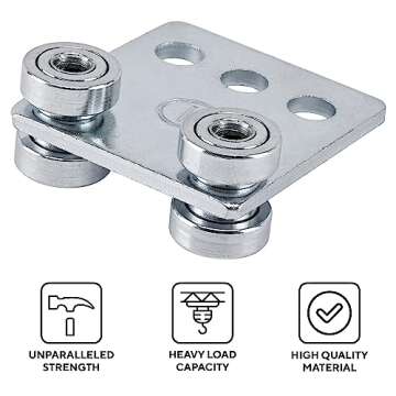 ANDUSTRIAL - 4 Bearing Trolley Assembly Rollers - Silver Finish: Electro-Galvanized Zinc - Fits 1-5/8" Wide and All Taller Strut Channels - Design Load: 600 Lbs - 4 Pcs