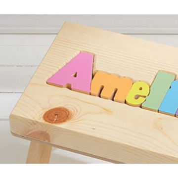 Personalized Damhorst Child Name Puzzle Stool in Pastel