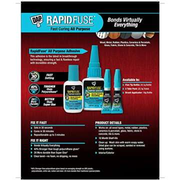 DAP RapidFuse 0.85 Oz All Purpose Adhesive - Quick Bonding Glue