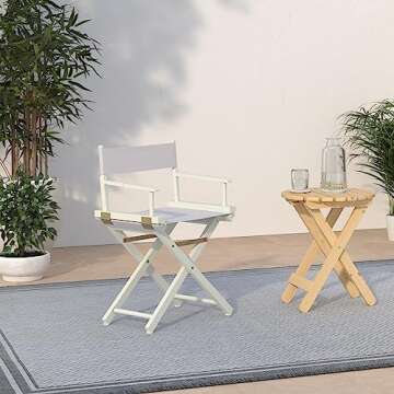 Casual Home 18" Director's Chair White Frame with White Canvas