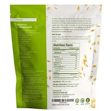 LifeSource Foods Oat Fiber 500 (3 LB) All-Natural, Gluten-Free, Zero-Carb Fiber Source for Low-Carb ...