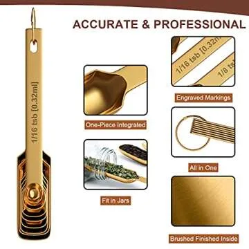 Wildone Copper Plated Measuring Cups & Spoons Set of 21 - Includes 7 Stainless Steel Nesting Measuring Cups, 8 Measuring Spoons, 1 Leveler & 5 Mini Measuring Spoons, Ideal for Dry & Liquid Ingredients