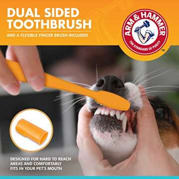 Arm & Hammer for Pets Fresh Breath Enzymatic Dog Dental Care Kit - Includes Dog Toothpaste, Dual Sided Toothbrush and Fingerbrush - Bad Breath Treatment, Chicken Flavor, 2.5 Ounce
