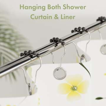 Amazer Black Shower Curtain Hooks, Decorative Rust Proof Acrylic Balls Shower Curtain Hooks, Stainle...