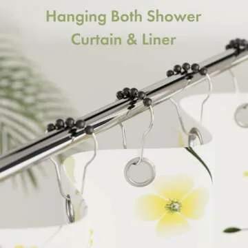 Amazer Black Shower Curtain Hooks, Decorative Rust Proof Acrylic Balls Shower Curtain Hooks, Stainle...
