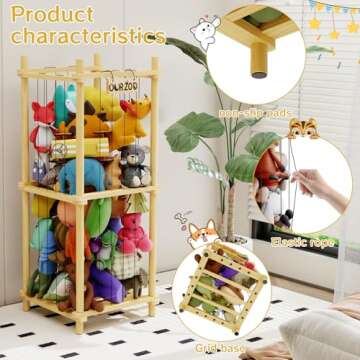HAIDAIYA Wooden Stuffed Animal Zoo Storage Cage