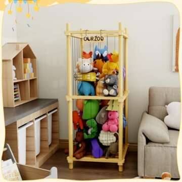 HAIDAIYA Wooden Stuffed Animal Zoo Storage Cage