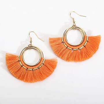 BaubleStar Tassel Earrings - Bohemian Gold Hoop Jewelry
