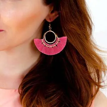 BaubleStar Tassel Earrings - Bohemian Gold Hoop Jewelry