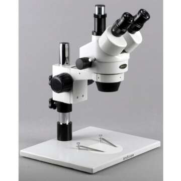 AmScope SM-1TZ Professional Trinocular Stereo Zoom Microscope, WH10x Eyepieces, 3.5X-90X Magnificati...