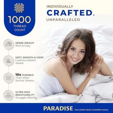 THREAD SPREAD 100% Egyptian Cotton Sheets Set Queen - 1000 High Thread Count, Luxury 5-Star Hotel 4 ...