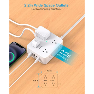 Surge Protector Power Strip with 8 Outlets & USB