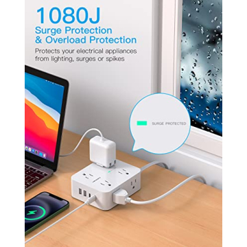 Surge Protector Power Strip with 8 Outlets & USB