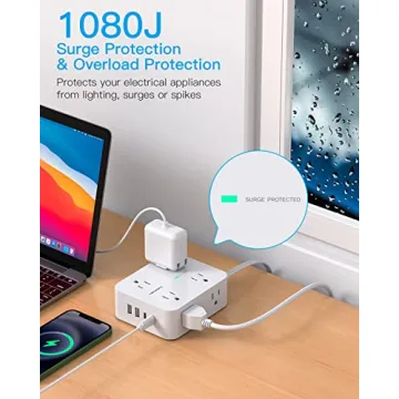 Surge Protector Power Strip with 8 Outlets & USB