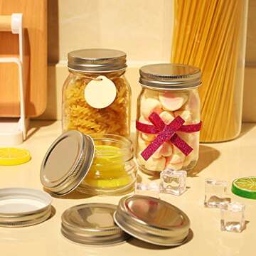 Pangda 24 Pack Mason Jar Lids Regular Mouth Silicone Seals Leak Proof Secure Mason Storage Solid Caps