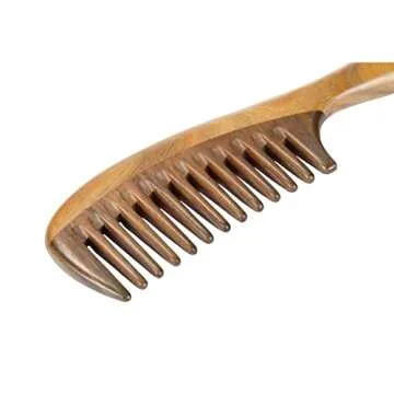 Louise Maelys Hair Comb Wooden Wide Tooth Combs for Curly Hair Detangling Sandalwood