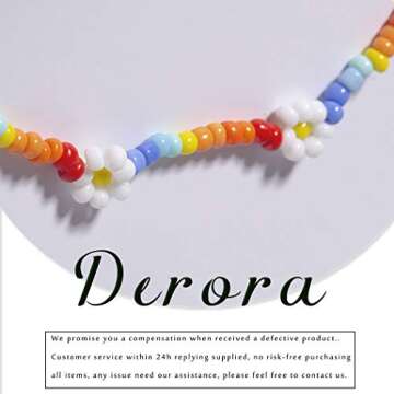 Salliy Derora Boho Beaded Choker Flower Necklace Beach Adjustable Jewelry Chain for Women (Colorful)