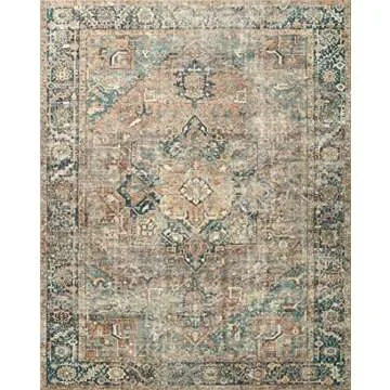 Loloi Margot Collection 8'-6" x 11'-6" Area Rug in Terracotta/Lagoon - Thick Low Pile Area Rug, No-Shed Easy Clean Large Patterned Area Rug for Living Room, Bedroom, Dining Area