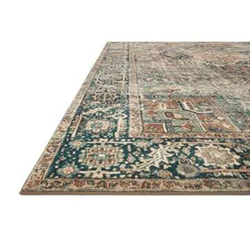 Loloi Margot Collection 8'-6" x 11'-6" Area Rug in Terracotta/Lagoon - Thick Low Pile Area Rug, No-Shed Easy Clean Large Patterned Area Rug for Living Room, Bedroom, Dining Area