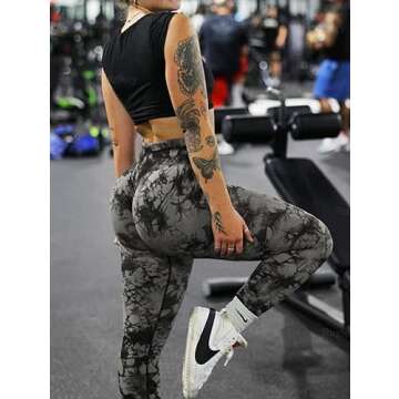 Rugkey Women's High Waisted Tie Dye Workout Leggings