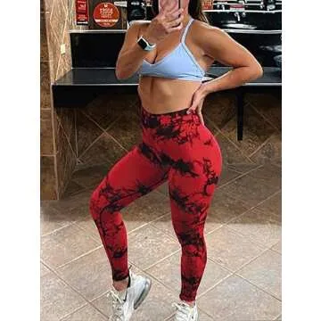 Rugkey Women's High Waisted Tie Dye Workout Leggings