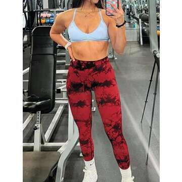 Rugkey Women's High Waisted Tie Dye Workout Leggings