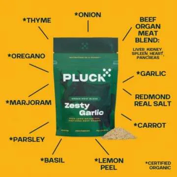 Pluck Zesty Garlic Organ Meat Blend Seasoning - Nutrient-Dense Spice
