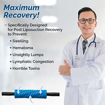 LIPOROLLER Post Liposuction Massager – Lymphatic Drainage Massager for Post Lipo Surgery – Quality EVA Material - Ridges and Grooves for Post-Op Recovery, Ideal Liposuction Recovery Supplies