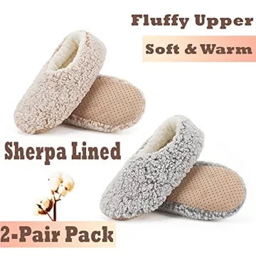 Warm Cozy Women's Slipper Socks - 2 Pairs Set