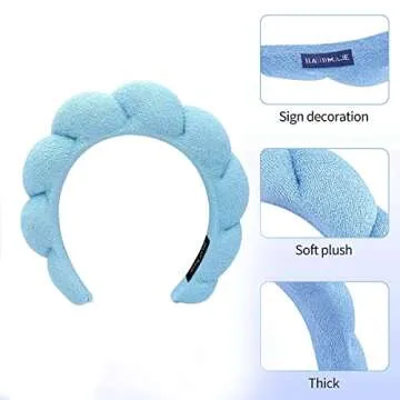 Blithetree Spa Headband for Washing Face, Set of 2 Skincare headbands, Soft Skin Care Headband for Makeup Removal, Shower - Makeup Headband for Women (2 Pack/Black+blue)