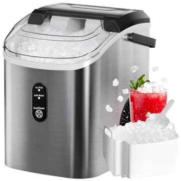 FREE VILLAGE Nugget Ice Maker Countertop, Pebble Ice Maker Machine with Soft Chewable Ice, 34lbs/24H...