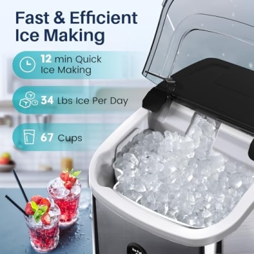 FREE VILLAGE Nugget Ice Maker Countertop - Soft Chewable Ice Machine