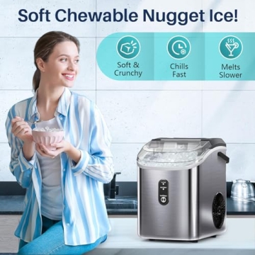 FREE VILLAGE Nugget Ice Maker Countertop - Soft Chewable Ice Machine
