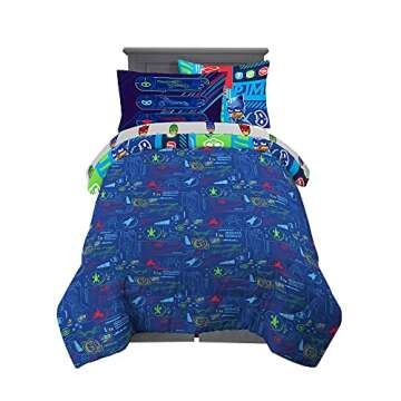 Franco Kids Bedding Super Soft Comforter and Sheet Set with Sham, 5 Piece Twin Size, PJ Masks