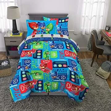Franco Kids Bedding Super Soft Comforter and Sheet Set with Sham, 5 Piece Twin Size, PJ Masks