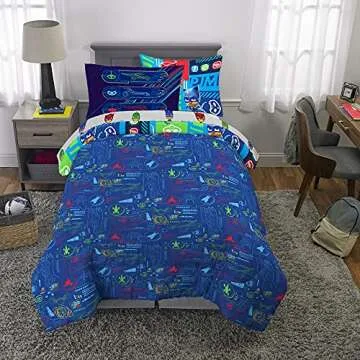 Franco Kids Bedding Super Soft Comforter and Sheet Set with Sham, 5 Piece Twin Size, PJ Masks