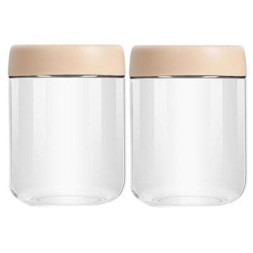 Custde Small Glass Containers with Lids - 15.2oz Food Storage Jars for Everyday Use, Pack of 2
