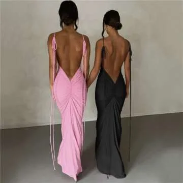 Elegant ABYOVRT Sexy Backless Dress for Women